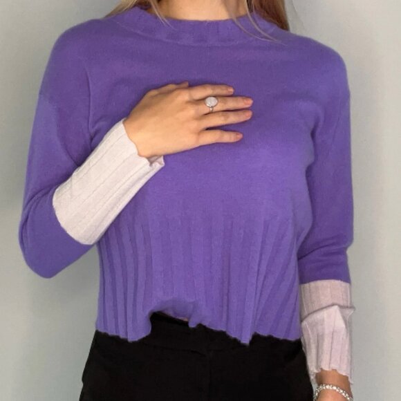 Claudia Cashmere Sweater – NWT, Purple with Light Purple Sleeve Detail – Size XL - Picture 2 of 6